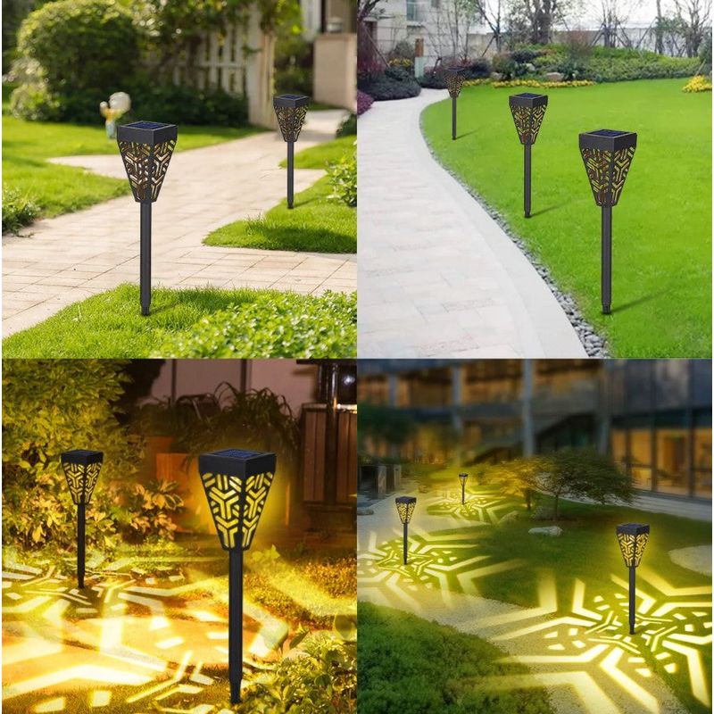 Casa si Gradina - Corpuri si surse de iluminat - Iluminat exterior - Lampi solare - Set cu 4 lampi solare decorative pentru gradina, 2 in 1, suspendata sau infipta, negru, cu lumina alba calda - Infinity.ro