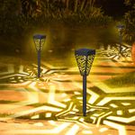 Casa si Gradina - Corpuri si surse de iluminat - Iluminat exterior - Lampi solare - Set cu 4 lampi solare decorative pentru gradina, 2 in 1, suspendata sau infipta, negru, cu lumina alba calda - Infinity.ro