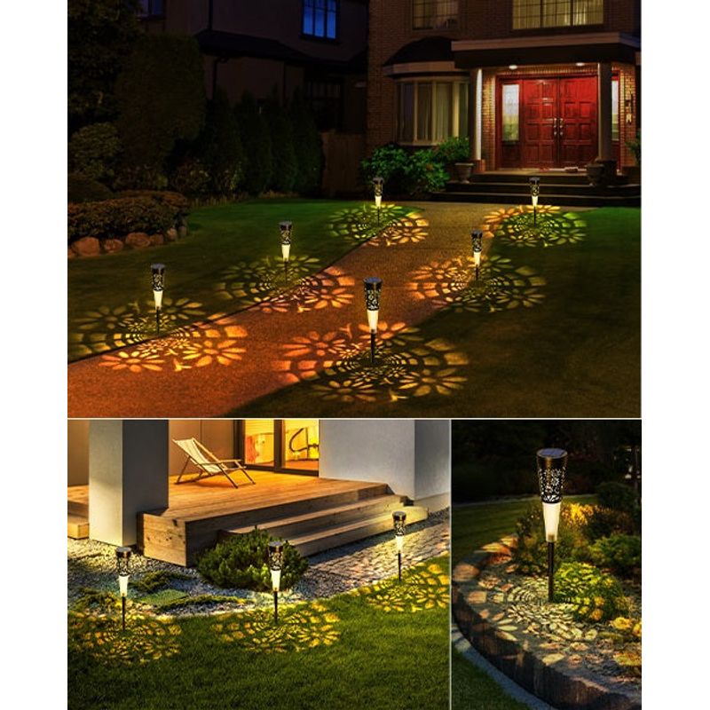 Casa si Gradina - Corpuri si surse de iluminat - Iluminat exterior - Lampi solare - 6 x Lampa solara decorativa pentru gradina, lumina calda, negru - Infinity.ro