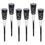 Casa si Gradina - Corpuri si surse de iluminat - Iluminat exterior - Lampi solare - 6 x Lampa solara decorativa pentru gradina, lumina calda, negru - Infinity.ro