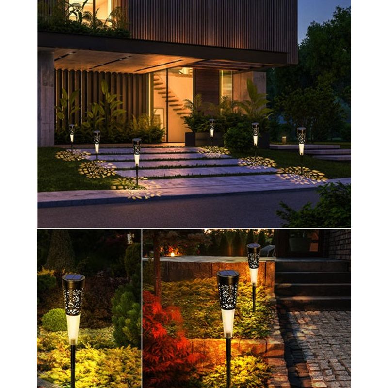 Casa si Gradina - Corpuri si surse de iluminat - Iluminat exterior - Lampi solare - 6 x Lampa solara decorativa pentru gradina, lumina calda, negru - Infinity.ro