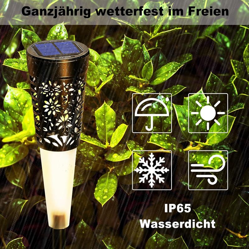 Casa si Gradina - Corpuri si surse de iluminat - Iluminat exterior - Lampi solare - 6 x Lampa solara decorativa pentru gradina, lumina calda, negru - Infinity.ro