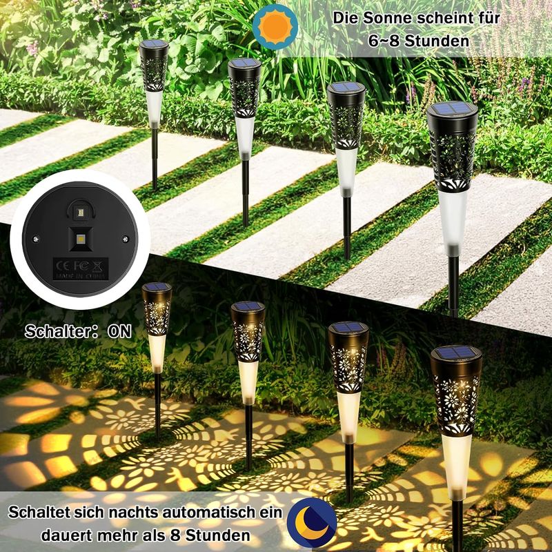 Casa si Gradina - Corpuri si surse de iluminat - Iluminat exterior - Lampi solare - 6 x Lampa solara decorativa pentru gradina, lumina calda, negru - Infinity.ro