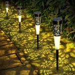 Casa si Gradina - Corpuri si surse de iluminat - Iluminat exterior - Lampi solare - 6 x Lampa solara decorativa pentru gradina, lumina calda, negru - Infinity.ro