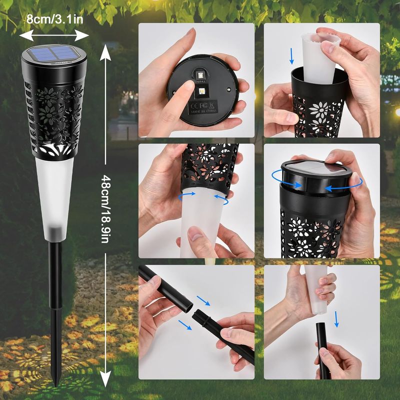 Casa si Gradina - Corpuri si surse de iluminat - Iluminat exterior - Lampi solare - 6 x Lampa solara decorativa pentru gradina, lumina calda, negru - Infinity.ro