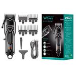 Ingrijire personala si Cosmetice - Aparate & accesorii ingrijire personala - Aparate de ras si tuns - Aparate de tuns - Masina de tuns VGR V-051, portabila, fara fir, 5W, USB, lama din otel, 4 capete de ghidaj, negru - Infinity.ro