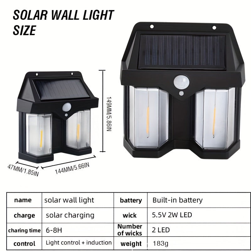 Casa si Gradina - Corpuri si surse de iluminat - Iluminat exterior - Lampi solare - Set 6 x Lampi solare duble pentru perete, 2W, 1200LM, protectie intemperii IP65, pentru casa sau gradina, negru - Infinity.ro