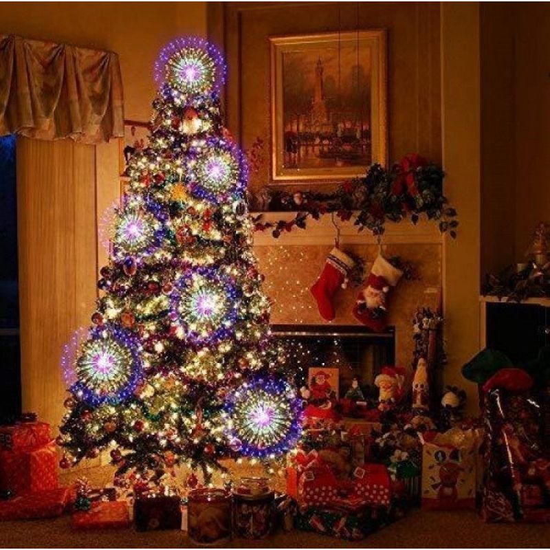 Casa si Gradina - Corpuri si surse de iluminat - Iluminat exterior - Instalatii luminoase exterior - Instalatie cu 5 Artificii Decorative, Lumina Alba Calda/Rece/RGB, 8 Moduri de Iluminare - Infinity.ro