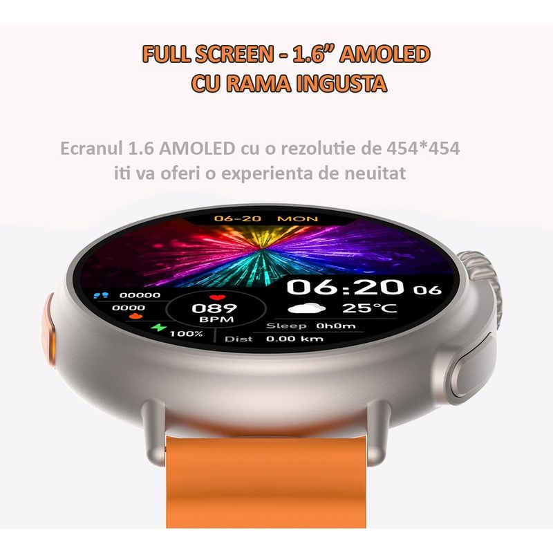 Laptop, Telefoane si Tablete - Wearables si gadgeturi - Wearables - Smartwatch-uri - Ceas smartwatch C Tech® Apel bluetooth, notificari apel, retele sociale, monitorizare ritm cardiac si tensiune arteriala - Infinity.ro