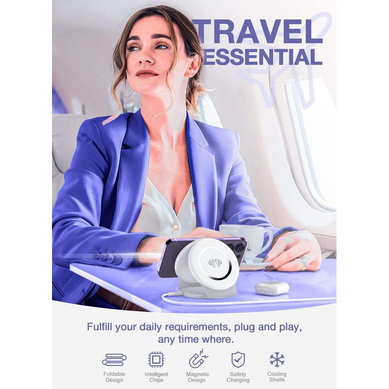 Laptop, Telefoane si Tablete - Telefoane mobile si accesorii - Accesorii Telefoane - Incarcatoare telefoane - Incarcator Wireless C Tech® Magsafe 3 In 1 Fast charger compatibil cu toate modelele Iphone si Samsung, apple watch - Infinity.ro