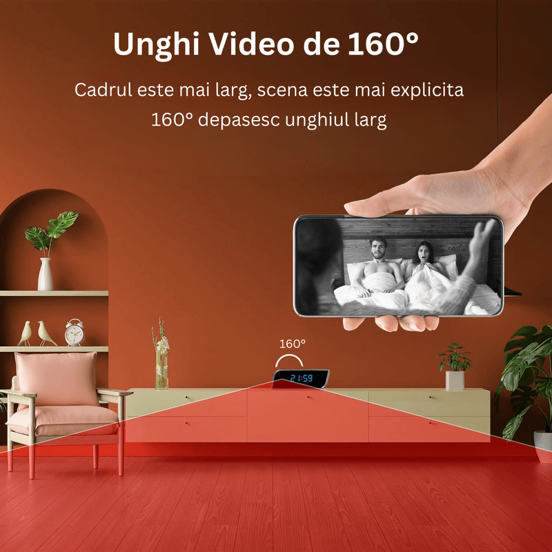 Laptop, Telefoane si Tablete - Wearables si gadgeturi - Gadgeturi - Dispozitive spionaj - Ceas cu camera ascunsa WiFi, HD, night vision, unghi 160°, infrarosu si senzor de miscare - 128 GB - Infinity.ro