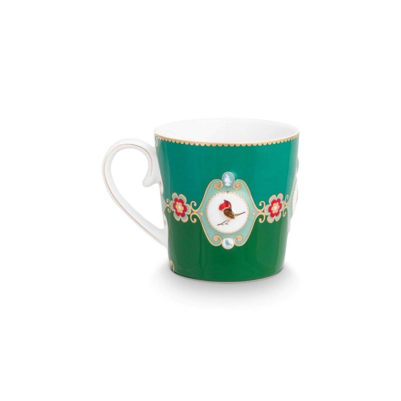 Casa si Gradina - Bucatarie si vesela - Cani si pahare - Cani si cesti - Cana portelan, Pip Studio, Green, 250ml, colectia Love Birds - Infinity.ro