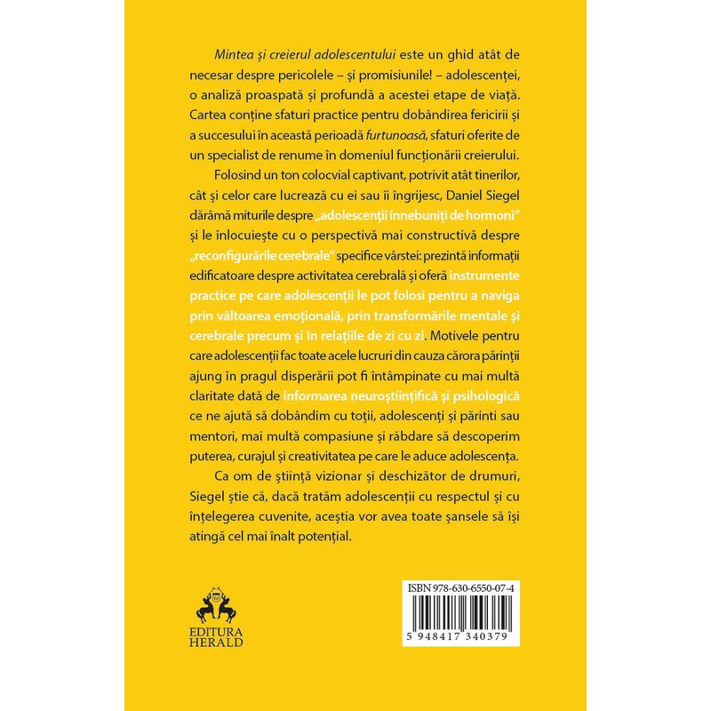 Carti si Birotica - Carti - Parenting - Mintea si creierul adolescentului - De la furtunile emotionale la neurostiinta transformarilor - Infinity.ro