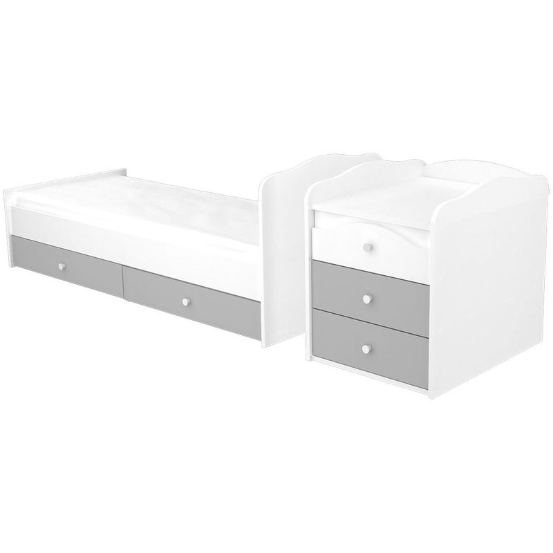 Casa si Gradina - Mobilier - Mobilier copii - Patuturi copii - Patut copii transformabil din lemn cu 5 sertare Hubners Patrik Maxi Kombi 120x70 cm alb grafit - Infinity.ro