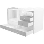 Casa si Gradina - Mobilier - Mobilier copii - Patuturi copii - Patut copii transformabil din lemn cu 5 sertare Hubners Patrik Maxi Kombi 120x70 cm alb grafit - Infinity.ro