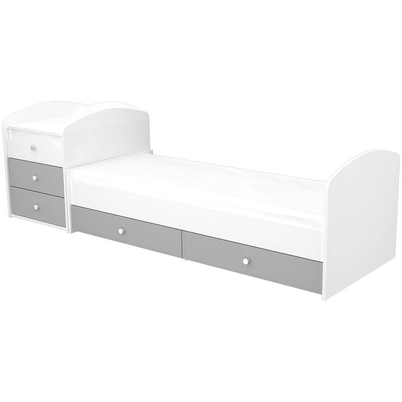 Casa si Gradina - Mobilier - Mobilier copii - Patuturi copii - Patut copii transformabil din lemn cu 5 sertare Hubners Patrik Maxi Kombi 120x70 cm alb grafit - Infinity.ro