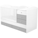 Casa si Gradina - Mobilier - Mobilier copii - Patuturi copii - Patut copii transformabil din lemn cu 5 sertare Hubners Patrik Maxi Kombi 120x70 cm alb grafit - Infinity.ro