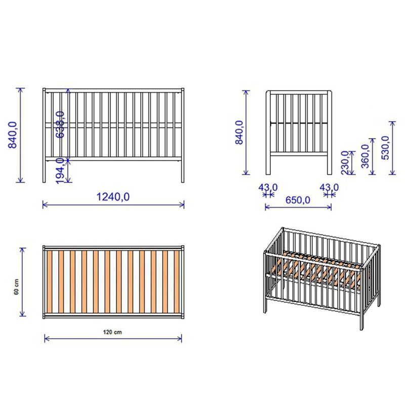 Casa si Gradina - Mobilier - Mobilier copii - Patuturi copii - Patut copii din lemn Hubners Dominic 120x60 cm alb - Infinity.ro