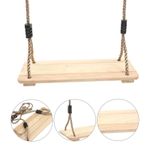 Jucarii, Copii si Bebe - Jucarii si jocuri - Jucarii de exterior - Leagane copii - Leagan Mercaton cu Sfoara pentru Copii, Dreptunghiular, Lemn, Maro, Greutate Max 120 kg, 40x17x1.4 cm - Infinity.ro