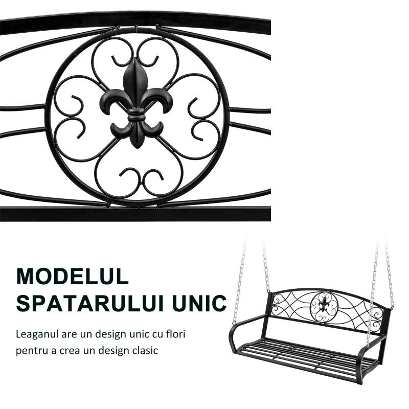 Casa si Gradina - Mobilier - Mobilier copii - Balansoare, leagane si hamace - Balansoar gradina, negru, 132x63x58 cm, suspendat cu lant, max 200 kg, Sumatra - Infinity.ro