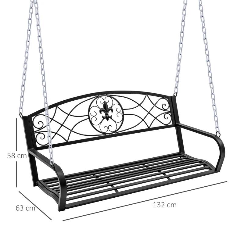 Casa si Gradina - Mobilier - Mobilier copii - Balansoare, leagane si hamace - Balansoar gradina, negru, 132x63x58 cm, suspendat cu lant, max 200 kg, Sumatra - Infinity.ro