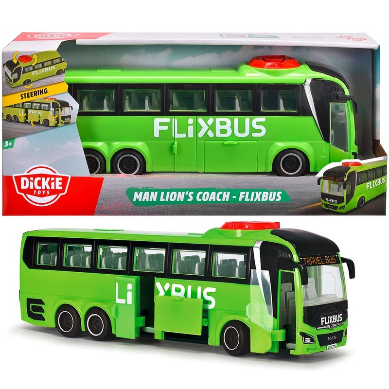 Jucarii, Copii si Bebe - Jucarii si jocuri - Jucarii bebelusi - Jucarii de tras/impins - Autobuz Dickie Toys MAN Lion's Coach 26,5 cm Flixbus verde - Infinity.ro