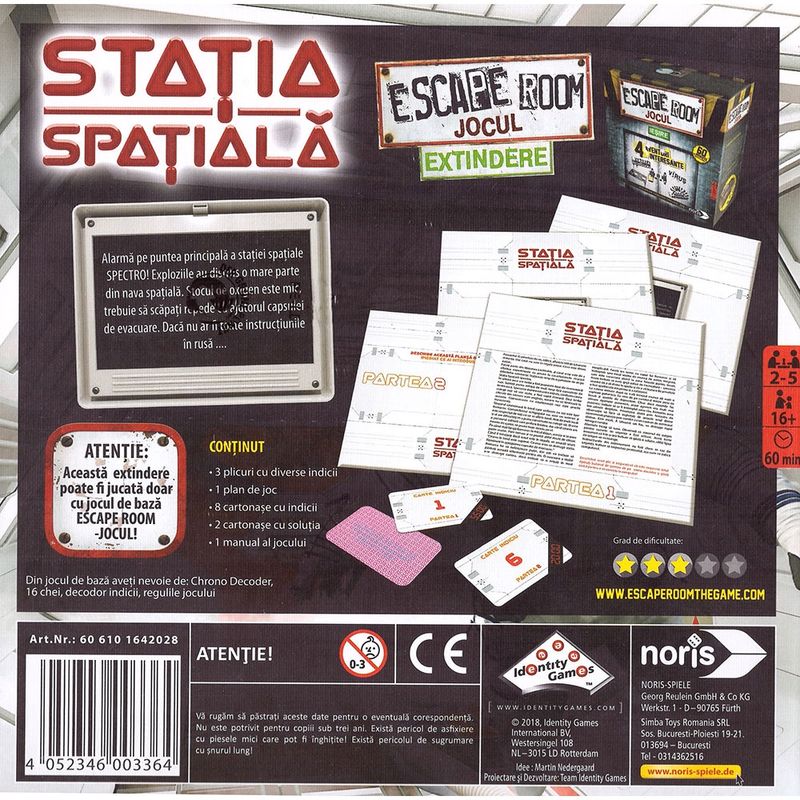 Jucarii, Copii si Bebe - Jucarii si jocuri - Jocuri si puzzle - Jocuri de societate - Extindere joc Noris Escape Room Statia Spatiala - Infinity.ro