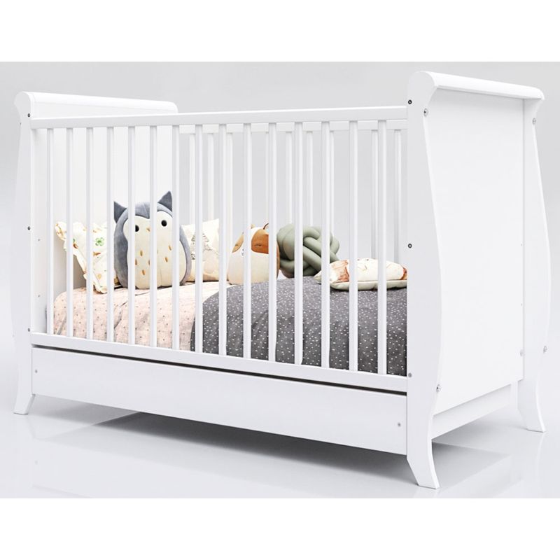 Casa si Gradina - Mobilier - Mobilier copii - Patuturi copii - Patut copii din lemn Hubners Mara 120x60 cm alb cu sertar - Infinity.ro