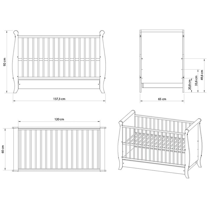 Casa si Gradina - Mobilier - Mobilier copii - Patuturi copii - Patut copii din lemn Hubners Mara 120x60 cm alb cu sertar - Infinity.ro
