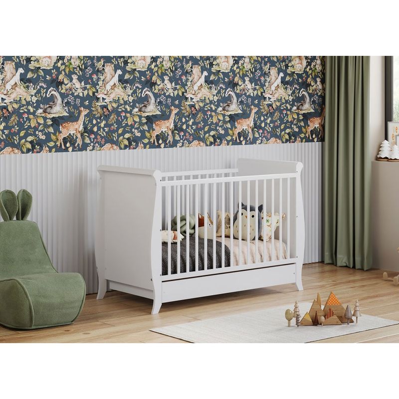 Casa si Gradina - Mobilier - Mobilier copii - Patuturi copii - Patut copii din lemn Hubners Mara 120x60 cm alb cu sertar - Infinity.ro