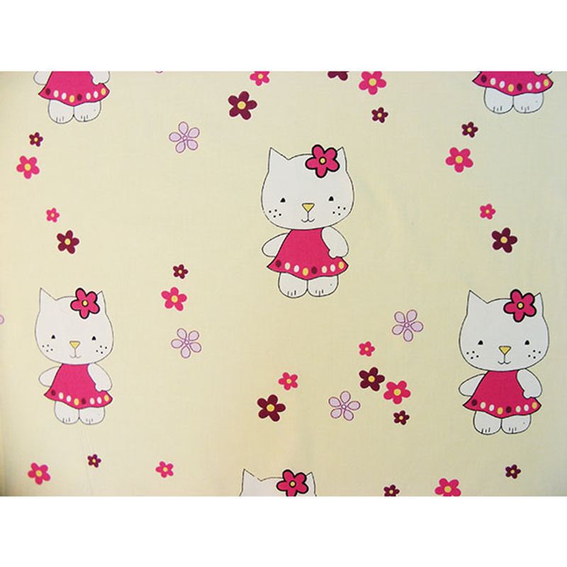 Casa si Gradina - Textile si covoare - Lenjerii de pat - Lenjerii copii - Lenjerie patut Hubners Kitty Floricele 4 piese crem - Infinity.ro