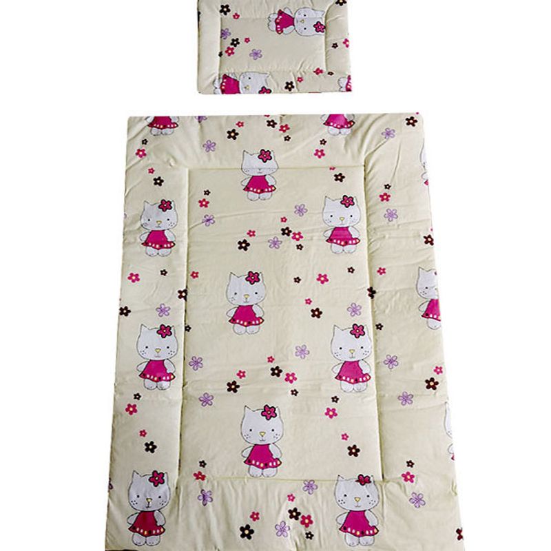 Casa si Gradina - Textile si covoare - Lenjerii de pat - Lenjerii copii - Lenjerie patut Hubners Kitty Floricele 4 piese crem - Infinity.ro