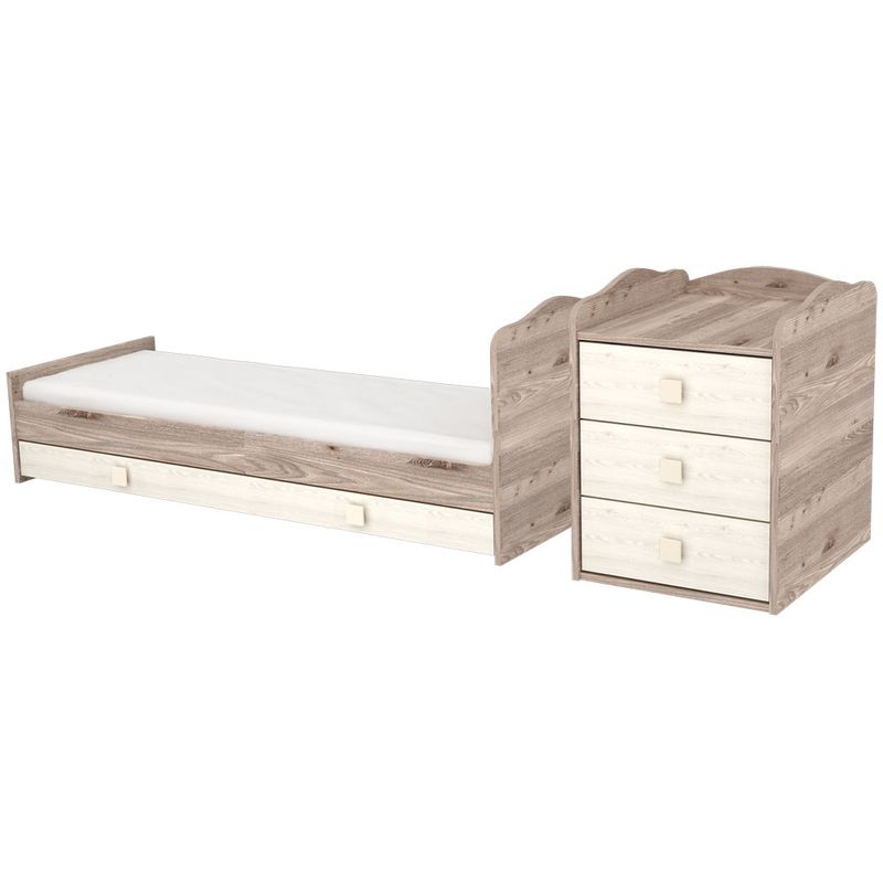 Casa si Gradina - Mobilier - Mobilier copii - Patuturi copii - Patut copii transformabil din lemn cu 4 sertare Hubners Sofia Kombi 120x60 cm crem nisip - Infinity.ro
