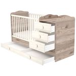 Casa si Gradina - Mobilier - Mobilier copii - Patuturi copii - Patut copii transformabil din lemn cu 4 sertare Hubners Sofia Kombi 120x60 cm crem nisip - Infinity.ro