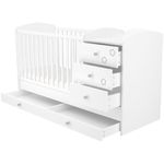 Casa si Gradina - Mobilier - Mobilier copii - Patuturi copii - Patut copii transformabil din lemn cu 4 sertare Hubners Matei Kombi 120x60 cm alb cu stelute - Infinity.ro