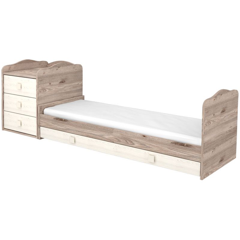 Casa si Gradina - Mobilier - Mobilier copii - Patuturi copii - Patut copii transformabil din lemn cu 4 sertare Hubners Sofia Kombi 120x60 cm crem nisip - Infinity.ro