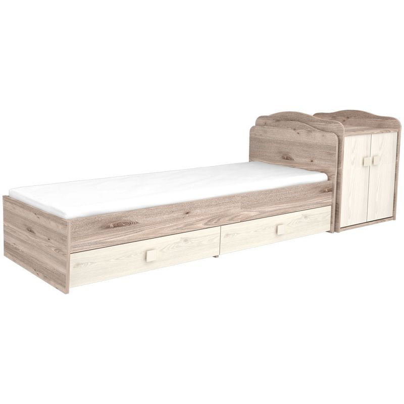 Casa si Gradina - Mobilier - Mobilier copii - Patuturi copii - Patut copii transformabil din lemn cu 2 sertare Hubners Sofia Maxi Kombi 120x70 cm crem nisip - Infinity.ro