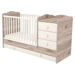 Casa si Gradina - Mobilier - Mobilier copii - Patuturi copii - Patut copii transformabil din lemn cu 4 sertare Hubners Sofia Kombi 120x60 cm crem nisip - Infinity.ro