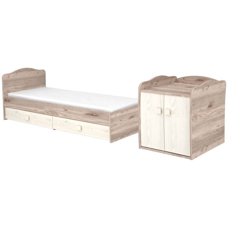 Casa si Gradina - Mobilier - Mobilier copii - Patuturi copii - Patut copii transformabil din lemn cu 2 sertare Hubners Sofia Maxi Kombi 120x70 cm crem nisip - Infinity.ro