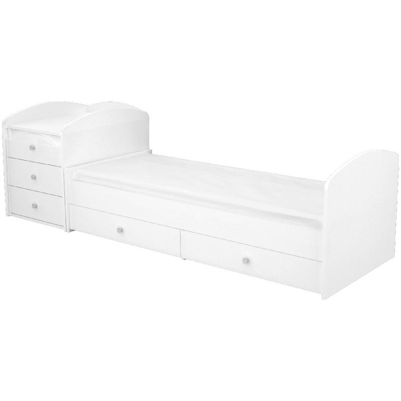 Casa si Gradina - Mobilier - Mobilier copii - Patuturi copii - Patut copii transformabil din lemn cu 5 sertare Hubners Matei Maxi Kombi 120x70 cm alb - Infinity.ro