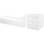Casa si Gradina - Mobilier - Mobilier copii - Patuturi copii - Patut copii transformabil din lemn cu 5 sertare Hubners Matei Maxi Kombi 120x70 cm alb - Infinity.ro