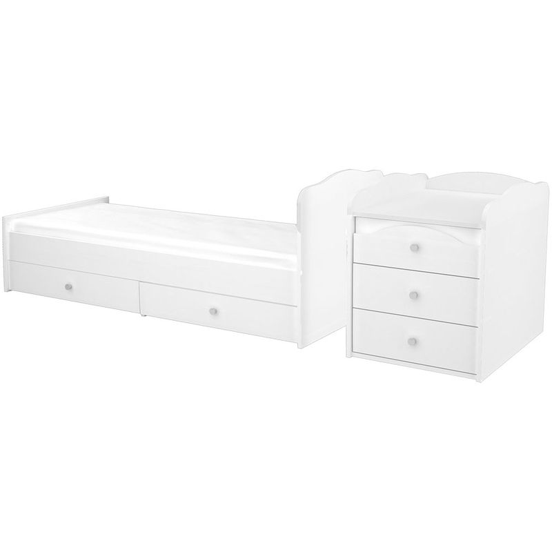 Casa si Gradina - Mobilier - Mobilier copii - Patuturi copii - Patut copii transformabil din lemn cu 5 sertare Hubners Matei Maxi Kombi 120x70 cm alb - Infinity.ro