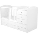 Casa si Gradina - Mobilier - Mobilier copii - Patuturi copii - Patut copii transformabil din lemn cu 5 sertare Hubners Matei Maxi Kombi 120x70 cm alb - Infinity.ro