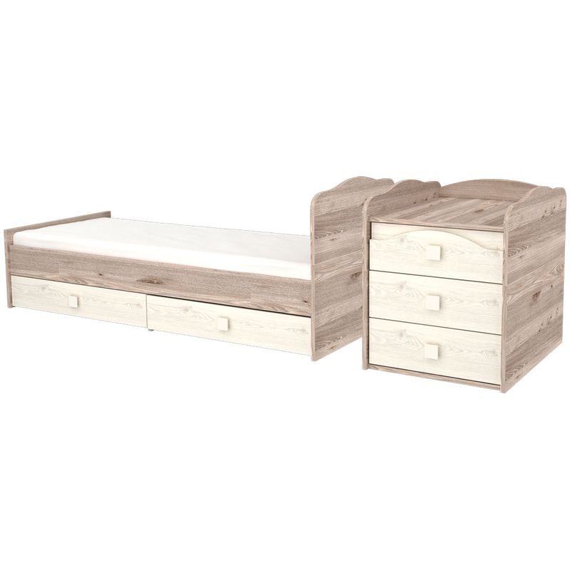 Casa si Gradina - Mobilier - Mobilier copii - Patuturi copii - Patut copii transformabil din lemn cu 5 sertare Hubners Sofia Maxi Kombi 120x70 cm crem nisip - Infinity.ro