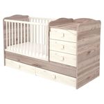 Casa si Gradina - Mobilier - Mobilier copii - Patuturi copii - Patut copii transformabil din lemn cu 5 sertare Hubners Sofia Maxi Kombi 120x70 cm crem nisip - Infinity.ro