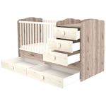 Casa si Gradina - Mobilier - Mobilier copii - Patuturi copii - Patut copii transformabil din lemn cu 5 sertare Hubners Sofia Maxi Kombi 120x70 cm crem nisip - Infinity.ro