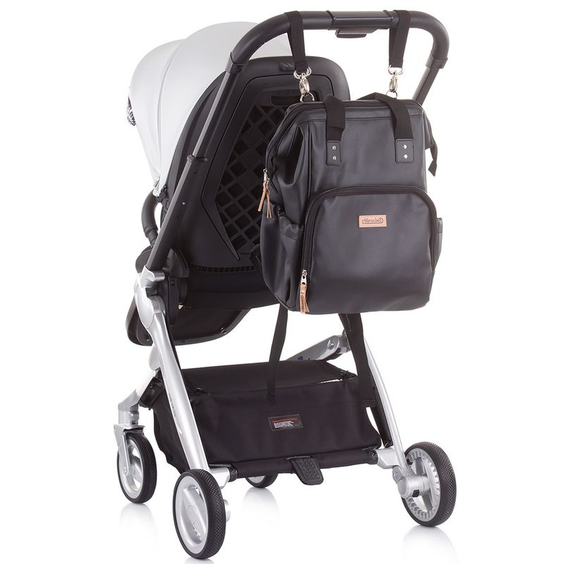 Jucarii, Copii si Bebe - Maternitate - Genti bebelusi - Gentuta de infasat Chipolino black leather - Infinity.ro