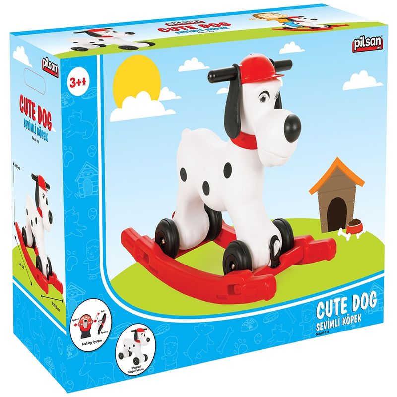 Jucarii, Copii si Bebe - Jucarii si jocuri - Jucarii de exterior - Tobogane copii - Balansoar pentru copii Pilsan Cute Dog white - Infinity.ro