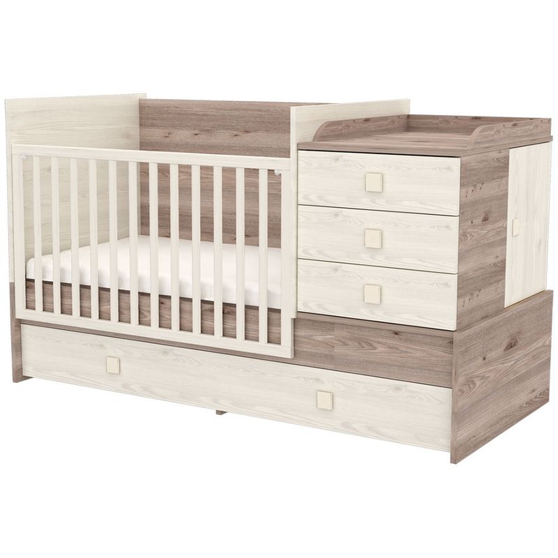 Casa si Gradina - Mobilier - Mobilier copii - Patuturi copii - Patut copii transformabil din lemn cu 5 sertare Hubners Sofia Multi Kombi 120x70 cm crem nisip - Infinity.ro