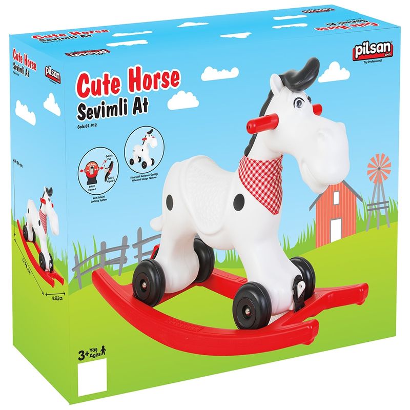 Jucarii, Copii si Bebe - Jucarii si jocuri - Jucarii de exterior - Tobogane copii - Balansoar pentru copii Pilsan Cute Horse white - Infinity.ro